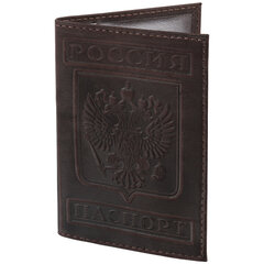 Обложка для паспорта натуральная кожа гладкая, &laquo;Герб&raquo;, вертикальная, коньяк, BRAUBERG, 237190