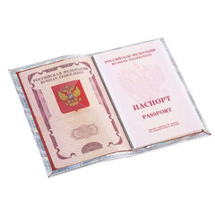 Обложка для паспорта натуральная кожа кайман, &laquo;PASSPORT&raquo;, серебристая, STAFF &laquo;Profit&raquo;, 237206