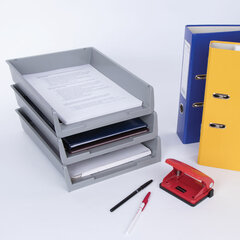 Лотки горизонтальные для бумаг, КОМПЛЕКТ 3 шт., 340&times;270&times;70 мм, серый, BRAUBERG &laquo;Office&raquo;, 237256