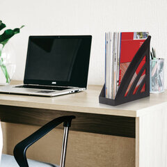 Лоток вертикальный для бумаг BRAUBERG &laquo;Office style&raquo;, 245&times;90&times;285 мм, черный, 237278