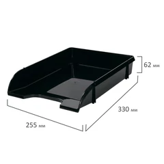 Лоток горизонтальный для бумаг BRAUBERG &laquo;Classic&raquo;, 330&times;255&times;62 мм, черный, 237285