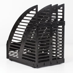 Лоток вертикальный для бумаг STAFF, 245&times;165&times;285 мм, 3 отделения, сетчатый, сборный, черный, 237293