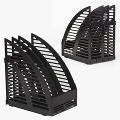 Лоток вертикальный для бумаг STAFF, 245&times;165&times;285 мм, 3 отделения, сетчатый, сборный, черный, 237293