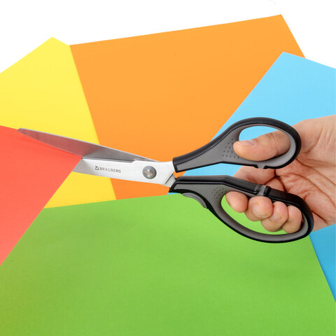 Ножницы BRAUBERG "EXTRA", 230 мм, серо-черные, 2-сторонняя заточка, эргономичные ручки, 237297 - фото 10