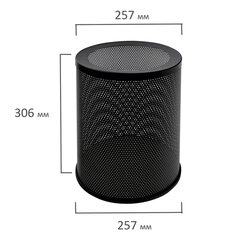 Урна-корзина металлическая для мусора 16 литров, перфорированная, черная, оцинкованная сталь, ТИТАН.