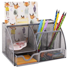 Подставка-органайзер металлическая BRAUBERG &laquo;Germanium&raquo;, 7 секций, 125&times;220&times;140 мм, серебро, 237417