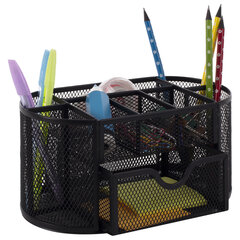 Подставка-органайзер металлическая BRAUBERG &laquo;Germanium&raquo;, 9 секций, 105&times;220&times;110 мм, черная, 237418