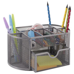 Подставка-органайзер металлическая BRAUBERG &laquo;Germanium&raquo;, 9 секций, 105&times;220&times;110 мм, серебро, 237419