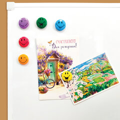 Магниты ЮНЛАНДИЯ 30 мм, НАБОР 6 шт., &laquo;СМАЙЛИК&raquo;, ассорти, 237475