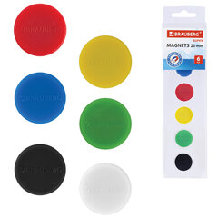 Магниты МОЩНЫЕ 20 мм (МАЛОГО ДИАМЕТРА), НАБОР 6 шт., ассорти, BRAUBERG &laquo;SUPER&raquo;, 237477