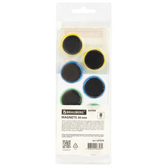 Магниты МОЩНЫЕ 30 мм, НАБОР 8 шт., ассорти, BRAUBERG &laquo;SUPER&raquo;, 237479