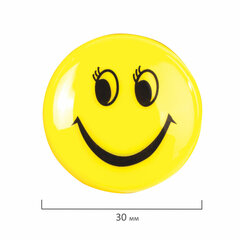Магниты СРЕДНЕГО ДИАМЕТРА, 30 мм, НАБОР 5 штук, с рисунком СМАЙЛИК, жёлтые, в блистере, STAFF &laquo;Basic&raquo;, 237483