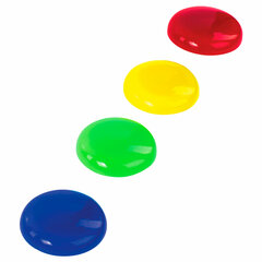 Магниты БОЛЬШОГО ДИАМЕТРА, 40 мм, НАБОР 4 штуки, цвет АССОРТИ, в блистере, STAFF &laquo;Basic&raquo;, 237484