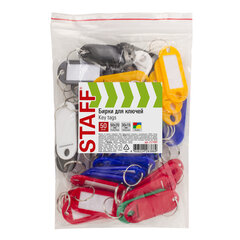 Бирки для ключей КОМПЛЕКТ 50 ШТ., длина 50 мм, инфо-окно 30&times;15 мм, АССОРТИ, STAFF, 237489