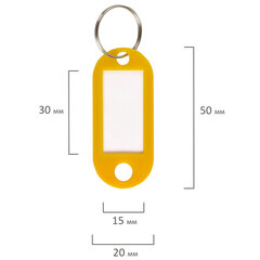Бирки для ключей КОМПЛЕКТ 50 ШТ., длина 50 мм, инфо-окно 30&times;15 мм, АССОРТИ, STAFF, 237489