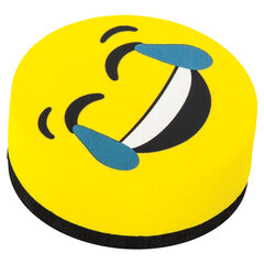 Стиратели магнитные для магнитно-маркерной доски ЮНЛАНДИЯ &laquo;Смайлик&raquo;, 50 мм, КОМПЛЕКТ 4 ШТ., желтые, с рисунком, 237504