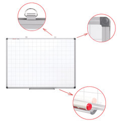 Доска магнитно-маркерная В КЛЕТКУ, 60&times;90 см, алюминиевая рамка, BRAUBERG &laquo;Extra&raquo;, 237563