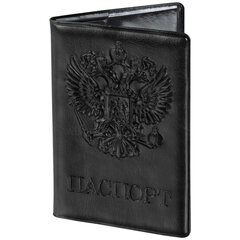 Обложка для паспорта STAFF, полиуретан под кожу, &laquo;ГЕРБ&raquo;, черная, 237602