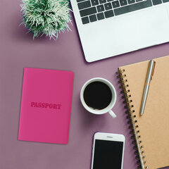 Обложка для паспорта, мягкий полиуретан, &laquo;PASSPORT&raquo;, розовая, STAFF, 237605