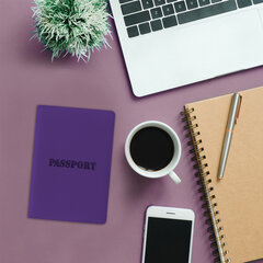 Обложка для паспорта, мягкий полиуретан, &laquo;PASSPORT&raquo;, фиолетовая, STAFF, 237608