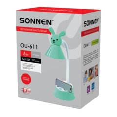 Настольная лампа / светильник SONNEN OU-611 на подставке, СВЕТОДИОДНАЯ, &laquo;SWEET BUNNY&raquo;, 5 Вт, зеленый, 237642