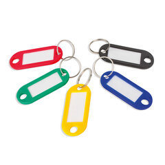 Бирки для ключей КОМПЛЕКТ 100 шт., длина 52 мм, инфо-окно 30&times;15 мм, цвет ассорти, STAFF, 237730