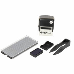 Штамп самонаборный (мини) 3-строчный, оттиск 26&times;12 мм, синий, GRM 10 DIY, КАССА В КОМПЛЕКТЕ, 116000000