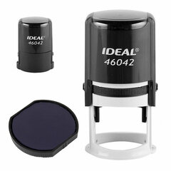 Оснастка для печатей, оттиск D=42 мм, синий, TRODAT IDEAL 46042, корпус черный, крышка, подушка