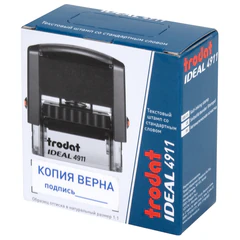 Штамп стандартный "КОПИЯ ВЕРНА, подпись", оттиск 38х14 мм, синий, TRODAT IDEAL 4911 DB-3.42