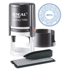 Печать самонаборная 2-круга, оттиск D=42 синий, TRODAT IDEAL 46042DB-R2, крышка, КАССА В КОМПЛЕКТЕ