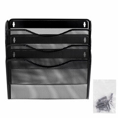 Лотки для бумаг настенные 3 штуки, формат А4, BRAUBERG &laquo;Germanium&raquo;, черные, 237968