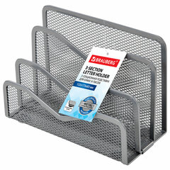 Подставка для сортировки писем и бумаг 3-х секционная BRAUBERG &laquo;Germanium&raquo;, 122&times;173&times;83 мм, серебро, 237970