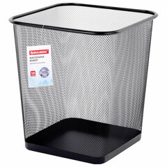 Корзина для бумаг квадратная 17 литров, BRAUBERG &laquo;Germanium&raquo;, металл, черная, 237975