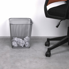 Корзина для бумаг квадратная 17 литров, BRAUBERG &laquo;Germanium&raquo;, металл, серебро, 237976