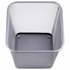 Корзина для бумаг квадратная 17 литров, BRAUBERG &laquo;Germanium&raquo;, металл, серебро, 237976