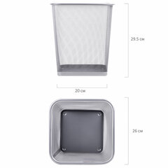 Корзина для бумаг квадратная 17 литров, BRAUBERG &laquo;Germanium&raquo;, металл, серебро, 237976