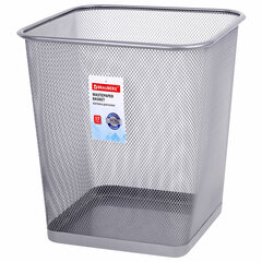 Корзина для бумаг квадратная 17 литров, BRAUBERG &laquo;Germanium&raquo;, металл, серебро, 237976