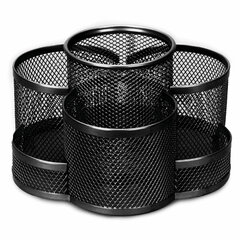 Подставка-органайзер вращающаяся BRAUBERG &laquo;Germanium&raquo;, 7 секций, 110&times;165&times;175 мм, черная, металл, 237980