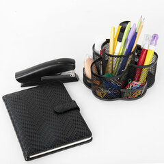 Подставка-органайзер вращающаяся BRAUBERG &laquo;Germanium&raquo;, 7 секций, 110&times;165&times;175 мм, черная, металл, 237980