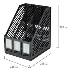 Лоток вертикальный для бумаг BRAUBERG &laquo;Office-Expert&raquo;, 215 мм, 3 отделения, сборный, черный, 238017