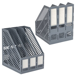 Лоток вертикальный для бумаг BRAUBERG &laquo;Office-Expert&raquo;, 215 мм, 3 отделения, сборный, серый, 238018