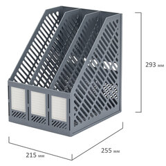 Лоток вертикальный для бумаг BRAUBERG &laquo;Office-Expert&raquo;, 215 мм, 3 отделения, сборный, серый, 238018