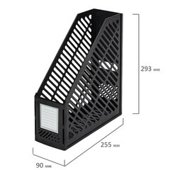 Лоток вертикальный для бумаг BRAUBERG &laquo;Office-Expert&raquo;, 90 мм, сетчатый, сборный, черный, 238019