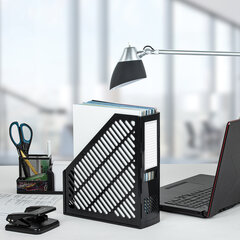 Лоток вертикальный для бумаг BRAUBERG &laquo;Office-Expert&raquo;, 90 мм, сетчатый, сборный, черный, 238019