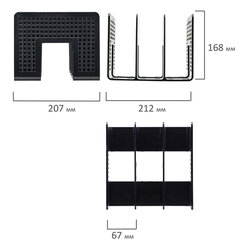 Лоток-сортер для бумаг BRAUBERG &laquo;Office-Expert&raquo;, 3 отделения, 207&times;212&times;168 мм, сетчатый черный, 238021