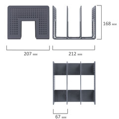 Лоток-сортер для бумаг BRAUBERG &laquo;Office-Expert&raquo;, 3 отделения, 207&times;212&times;168 мм, сетчатый серый, 238022