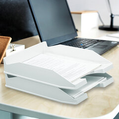 Лоток горизонтальный для бумаг КОМПЛЕКТ 2 шт., BRAUBERG &laquo;Modern&raquo;, 346&times;254&times;61 мм, белый, 238026