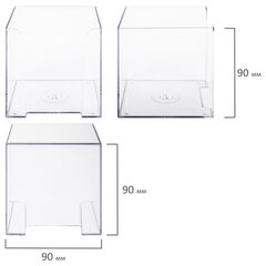 Подставка для бумажного блока BRAUBERG CLASSIC пластиковая, 90&times;90&times;90 мм, прозрачная, 238092