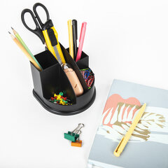 Подставка-органайзер BRAUBERG STYLE, 5 отделений, 132&times;122&times;108 мм, черная, 238096