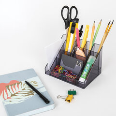 Подставка-органайзер BRAUBERG GRAND OFFICE, 9 отделений, 115&times;160&times;105 мм, тонированная серая, 238099